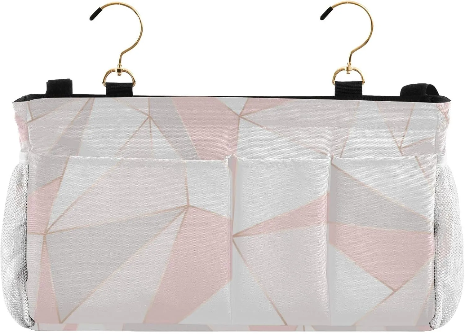Geometric Abstract Polygonal Triangle Bedside Caddy Hanging Storage Bag for Bunk Beds Accessories College Dorm Storage