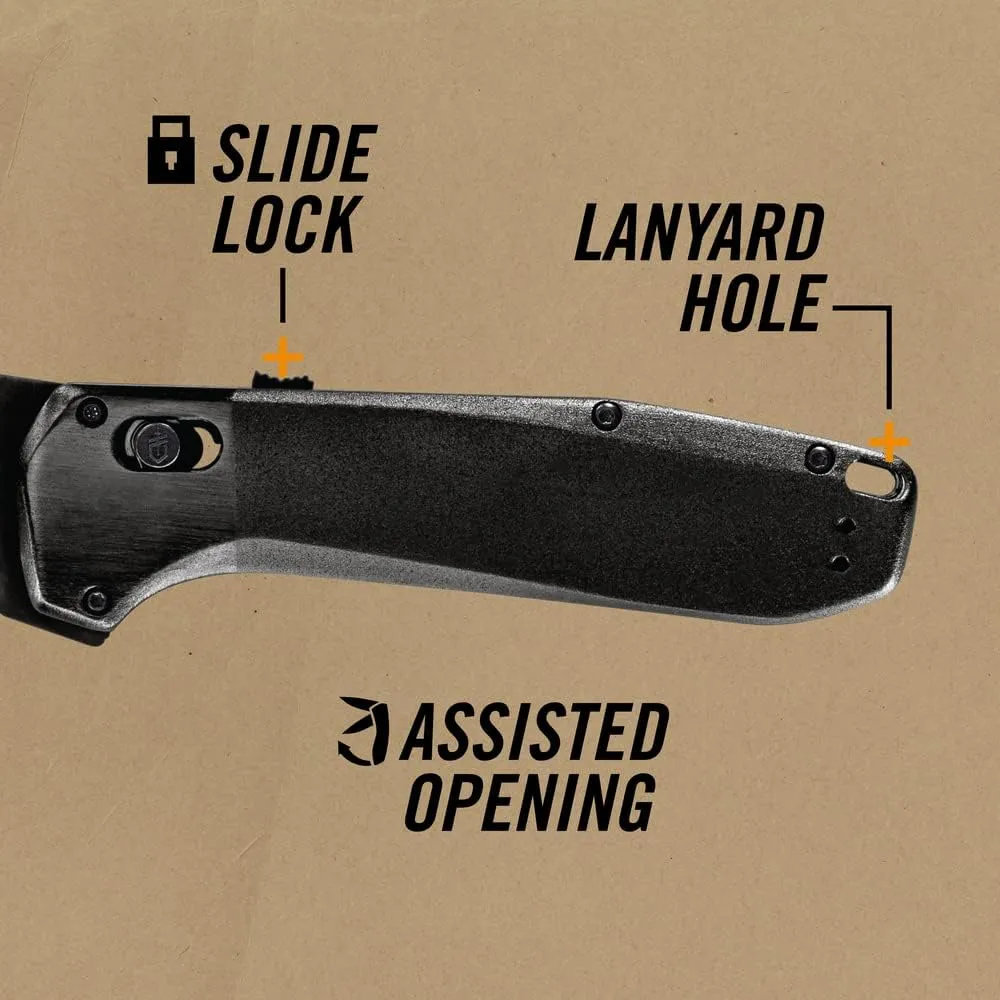 Gerber Gear Highbrow Serrated Edge Drop Point Assited Opening Knife [31-003672], Grey