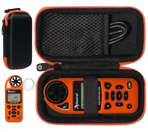 GETGEAR Weather Meter Case for Kestrel Weather Meter Compatible with Kestrel Elite, 5700/ 5700X, 5200, 5100, 5500, 2700, 3500, 3000, 3550, 2500, 1000 (Black with Orange Zipper)