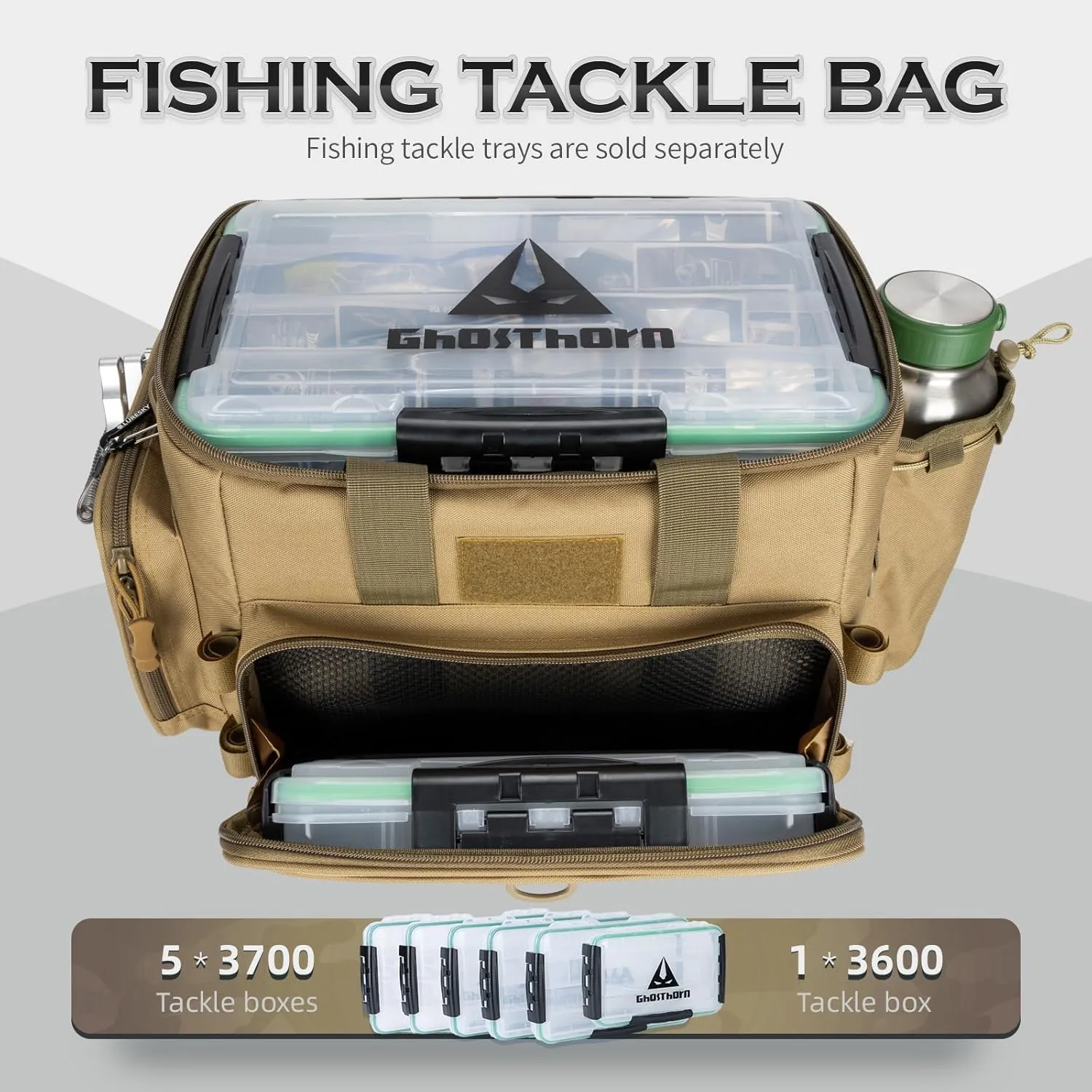 Ghosthorn Fishing Tackle Bags Salt Water Resistant Tackle Box Bag -large capacity tackle storage