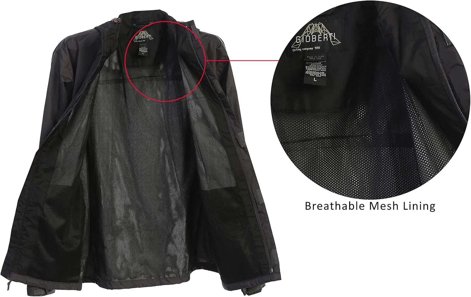 Gioberti Men's Waterproof Rain Jacket With Mesh Lining and Carrying Bag