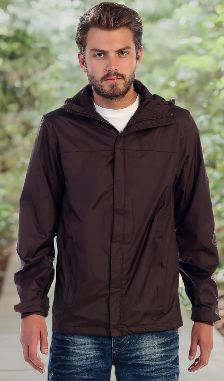 Gioberti Men's Waterproof Rain Jacket With Mesh Lining and Carrying Bag