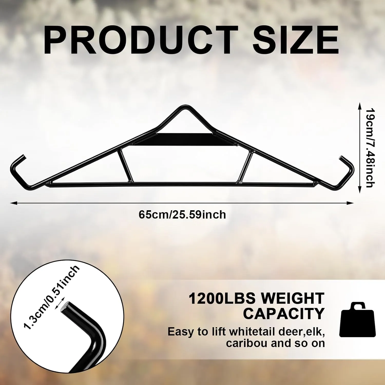 Gisafai 2 Pcs Gambrel for Hanging Deer 25 Inch Wide Heavy Weight Gambrel Steel Bar with Hooks Support Hunters Specialties for Skinning Hunting, Black Hanging Processing Tool for Deer