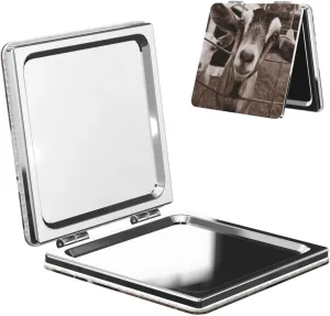 Goats Pattern Women Mini Cosmetic Mirror Folding Portable Pocket Makeup Mirror