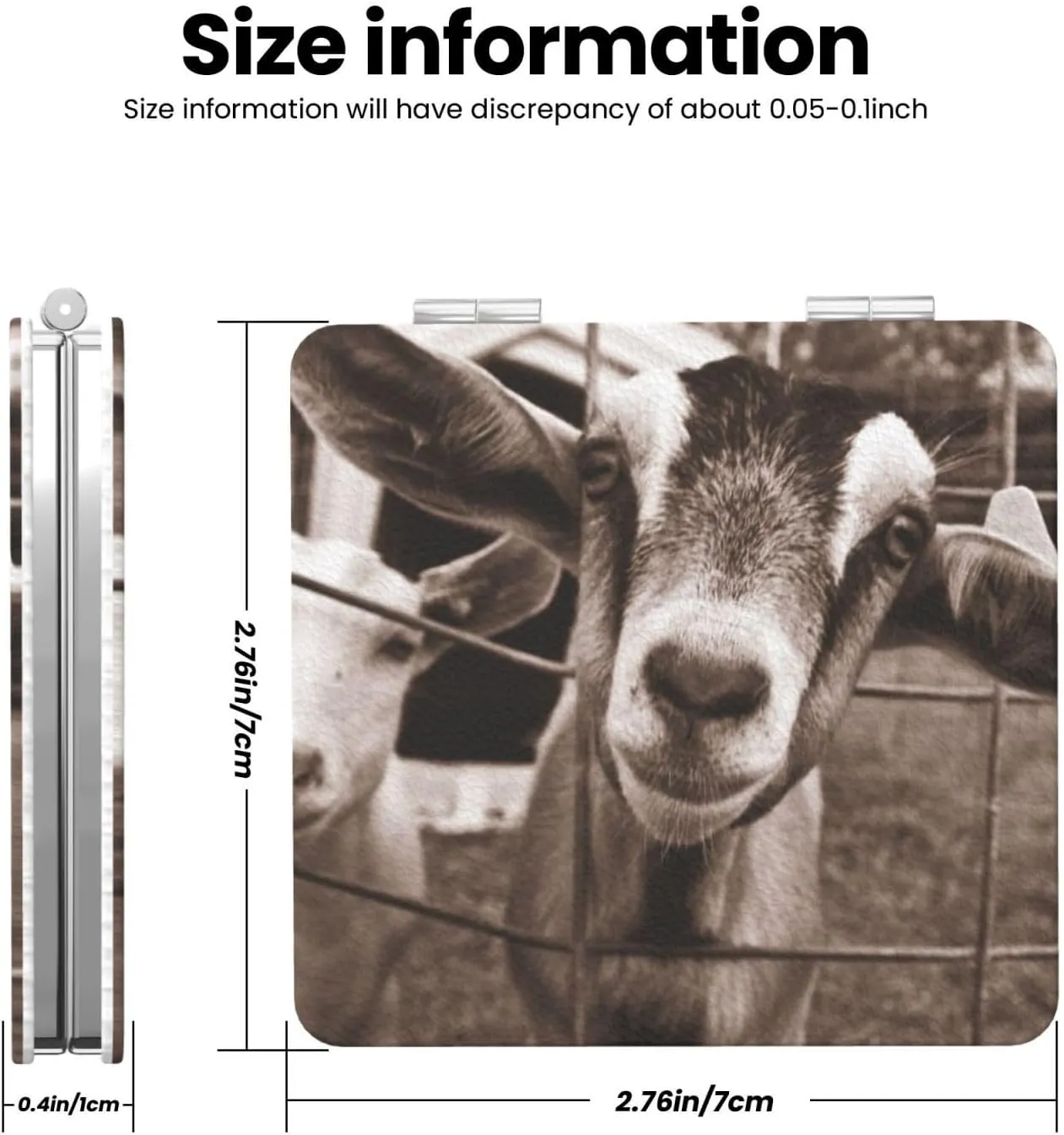 Goats Pattern Women Mini Cosmetic Mirror Folding Portable Pocket Makeup Mirror