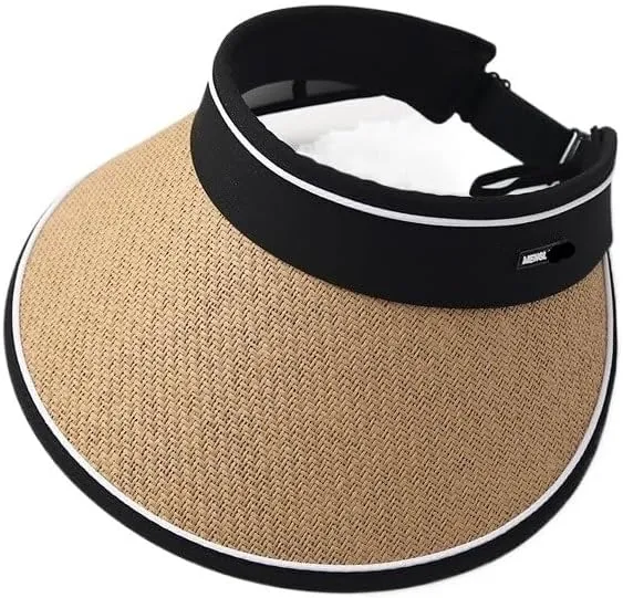 Grass Woven Hollow top hat Women's Summer UV Protection, Cycling, Sun Protection, Sun Shading hat, roll up, Foldable Sun hat