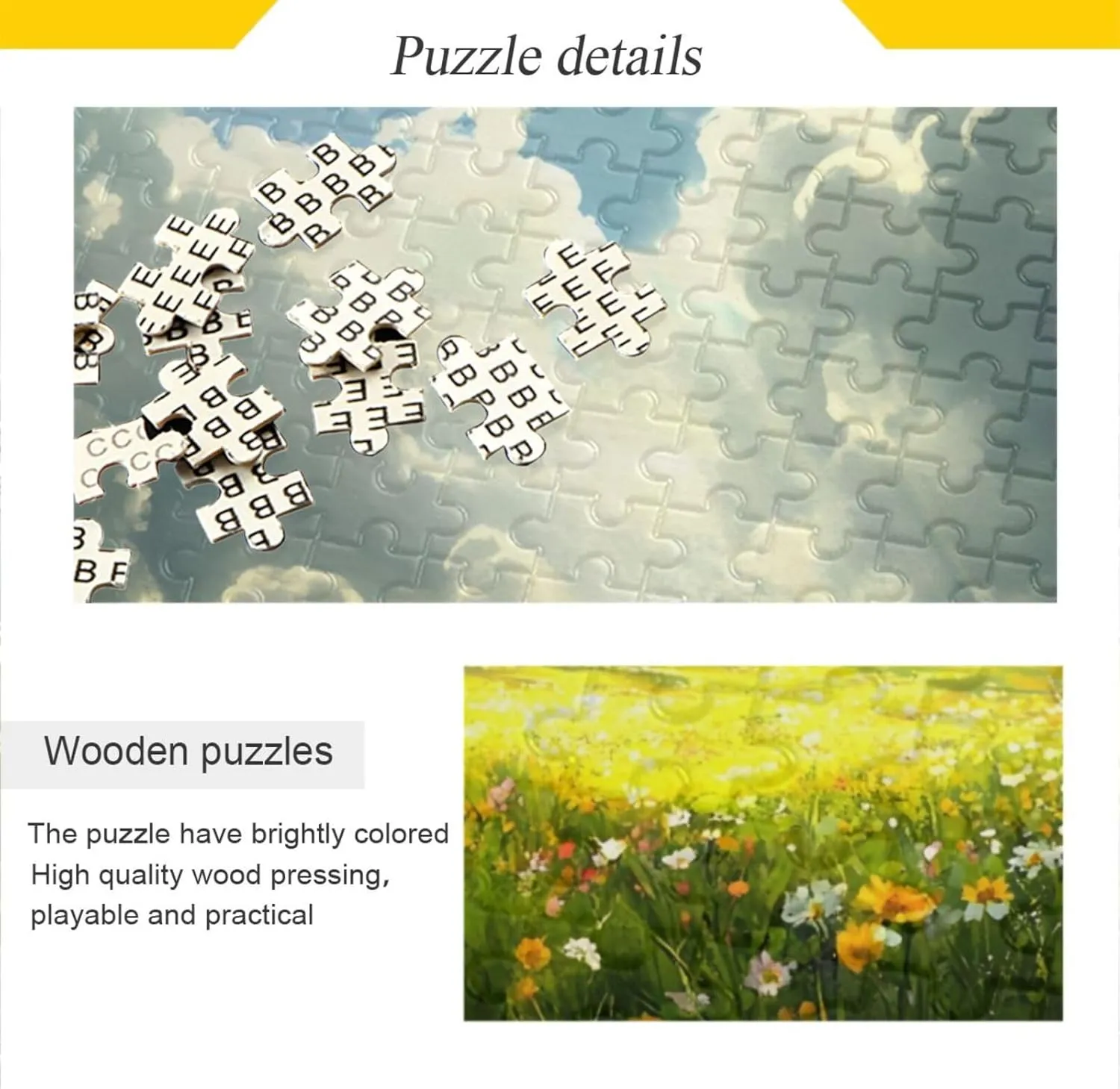 Grassland Flowers Landscape Jigsaw Puzzle 500 Piece, Educational Intellectual Decompression Puzzle Game Jigsaw Puzzle for Adult Active Thinking Party Entertainment, Family Games
