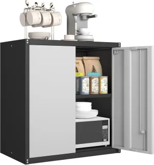 GREATMEET Metal Wall Cabinet, Wall Mount Metal Storage Cabinet with Doors, Locking for Home Office, Garage, Utility Room