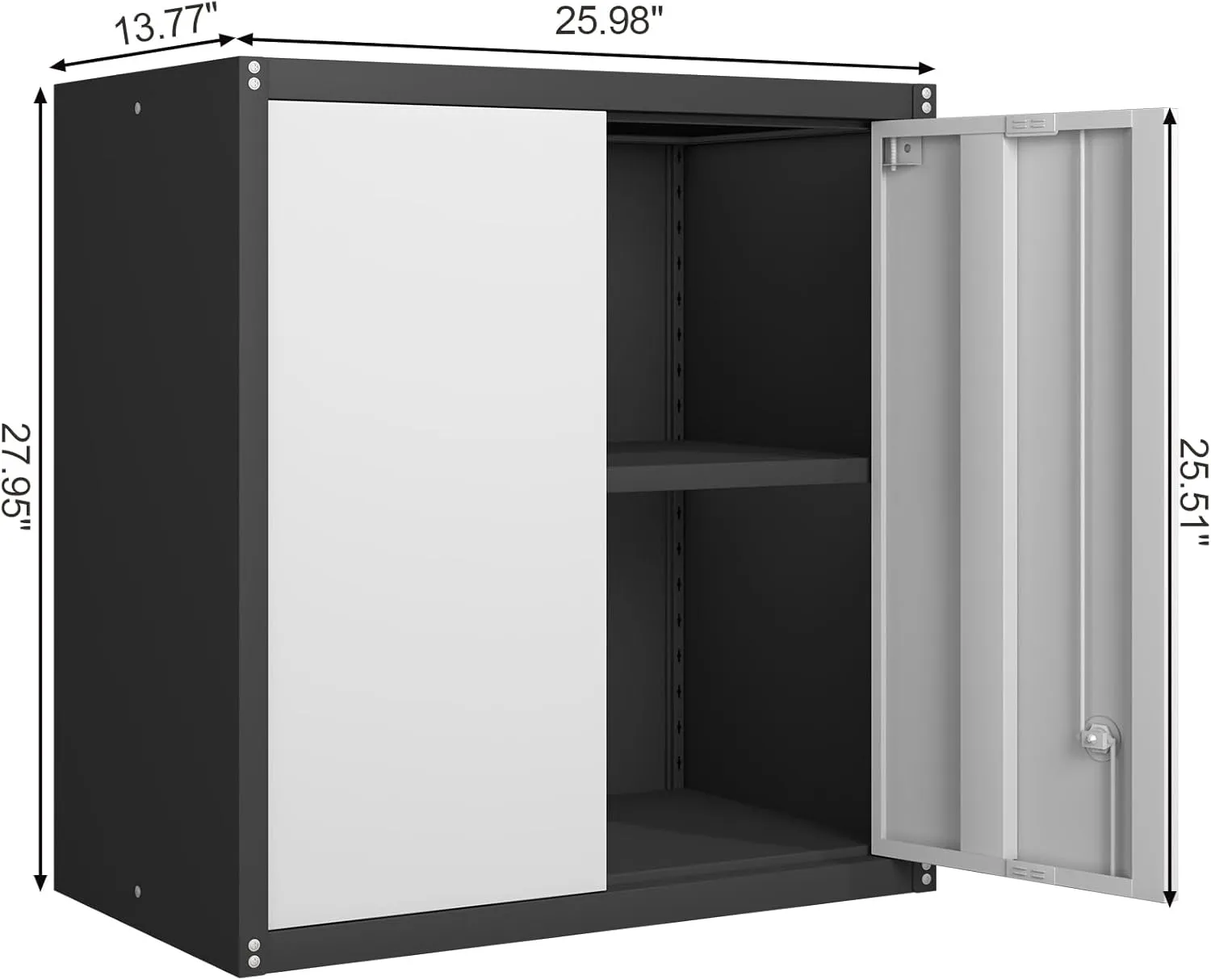 GREATMEET Metal Wall Cabinet, Wall Mount Metal Storage Cabinet with Doors, Locking for Home Office, Garage, Utility Room