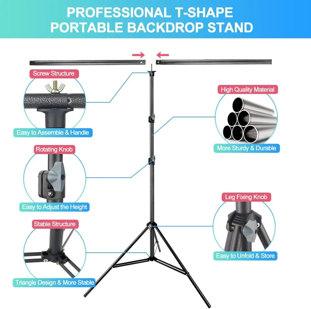 Green Screen Backdrop with Stand for Streaming, 6.5X 10ft (WxH) Protable Green Screen with 6.3 x 6.5 ft Stand kit, Greenscreen Background with Stand Carrying Bag 5 Spring Clamps