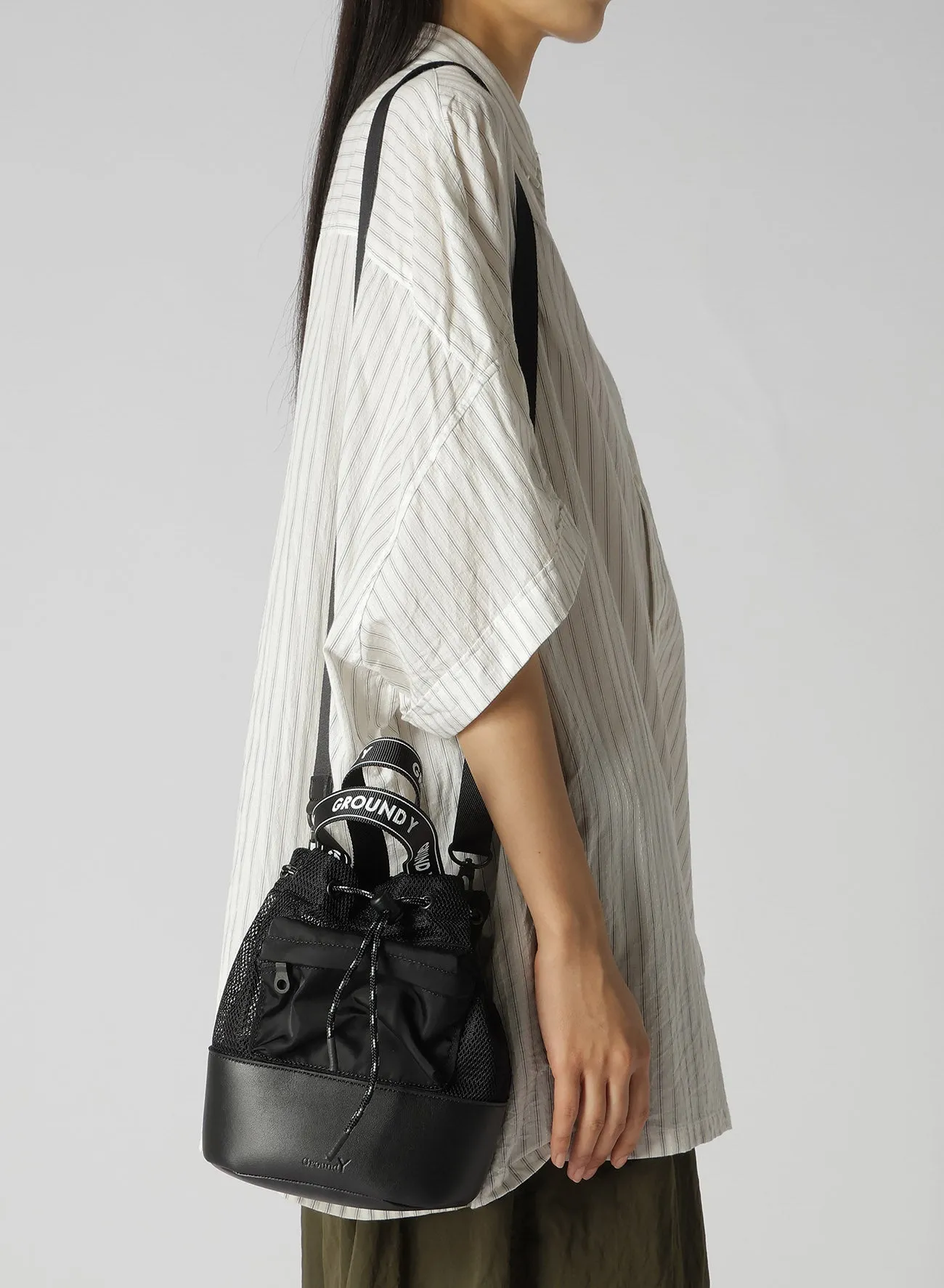 GROUND Y LOGO TAPE 2WAY MESH MINI BAG