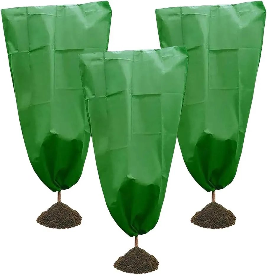 GSHLLO 3 Pcs 80 x 100cm Winter Plant Protection Bag Warm Plant Cover Thick Plant Drawstring Bag Plant Freeze Protection Blanket Cold Weather Plant Protector for Fruit Tree Shrub