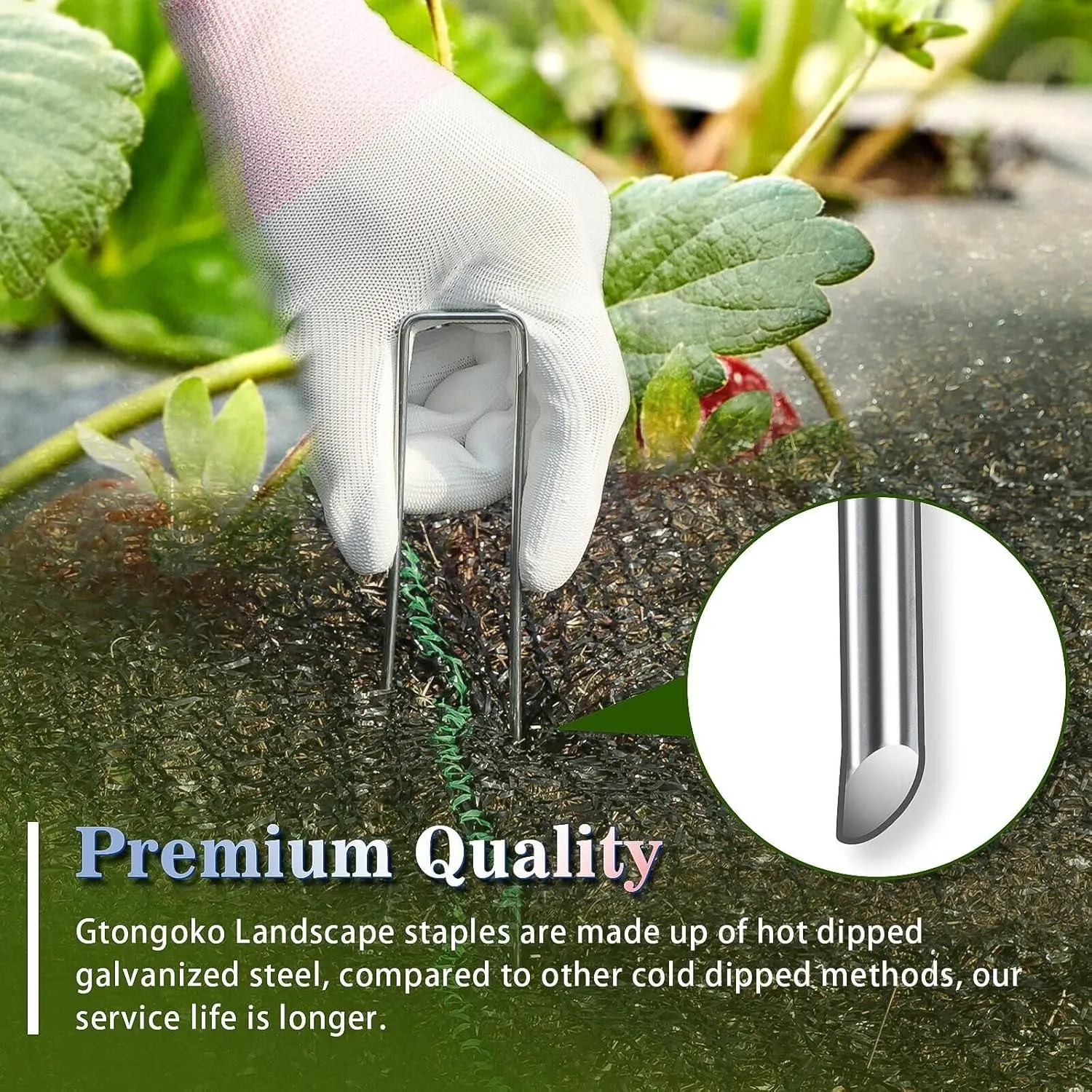 Gtongoko 120 Pack Galvanized Landscape Staples 6 Inch 11 Gauge - Garden Stakes for Plant Cover, Lawn, Fence, Ground - Securing Weed Barrier Fabric