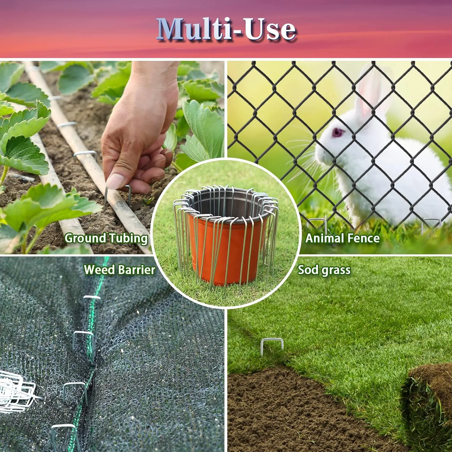 Gtongoko 120 Pack Galvanized Landscape Staples 6 Inch 11 Gauge - Garden Stakes for Plant Cover, Lawn, Fence, Ground - Securing Weed Barrier Fabric