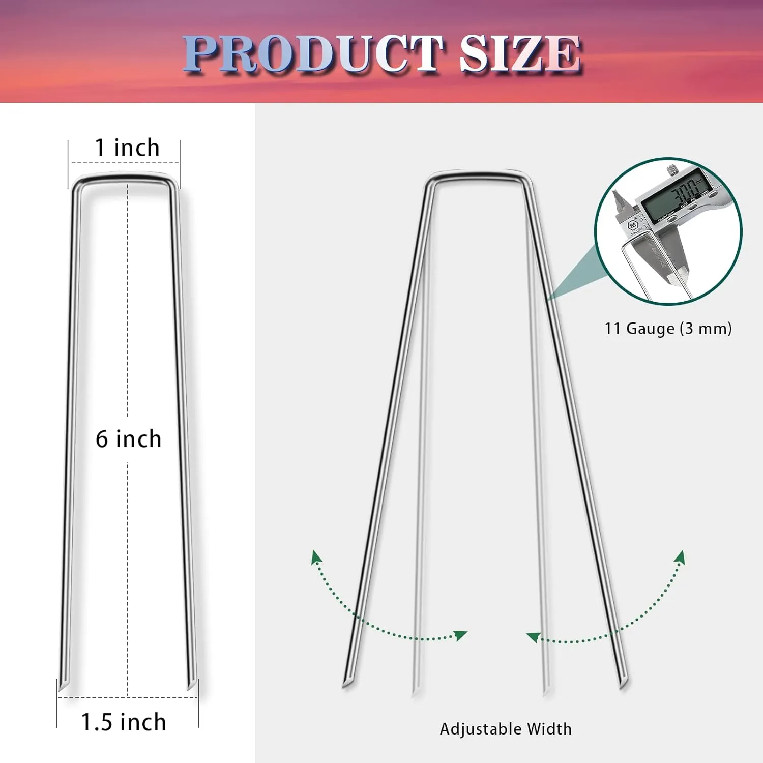 Gtongoko 120 Pack Galvanized Landscape Staples 6 Inch 11 Gauge - Garden Stakes for Plant Cover, Lawn, Fence, Ground - Securing Weed Barrier Fabric
