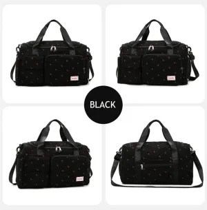 Gym Bag Sport Duffel Overnight Weekender Travel Bag with wet pocket and shoe pocket K02 Black