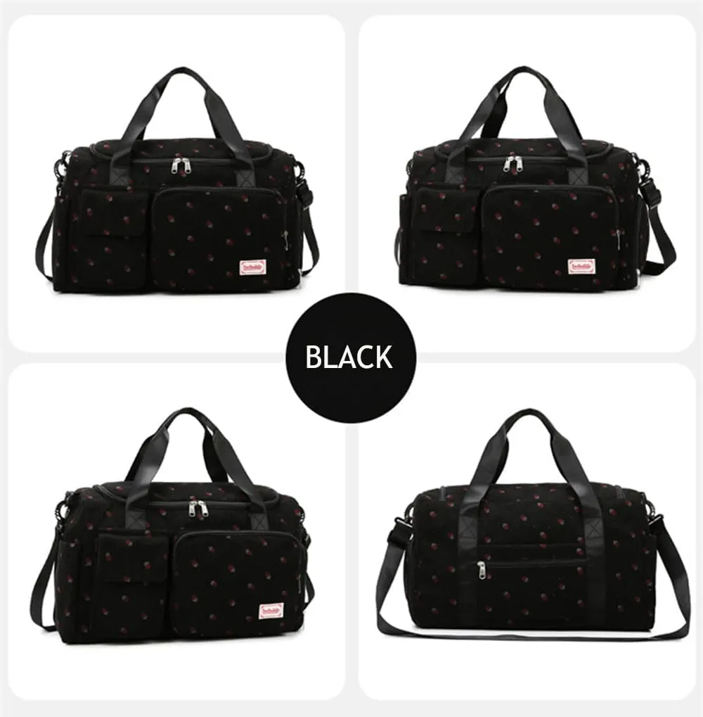 Gym Bag Sport Duffel Overnight Weekender Travel Bag with wet pocket and shoe pocket K02 Black
