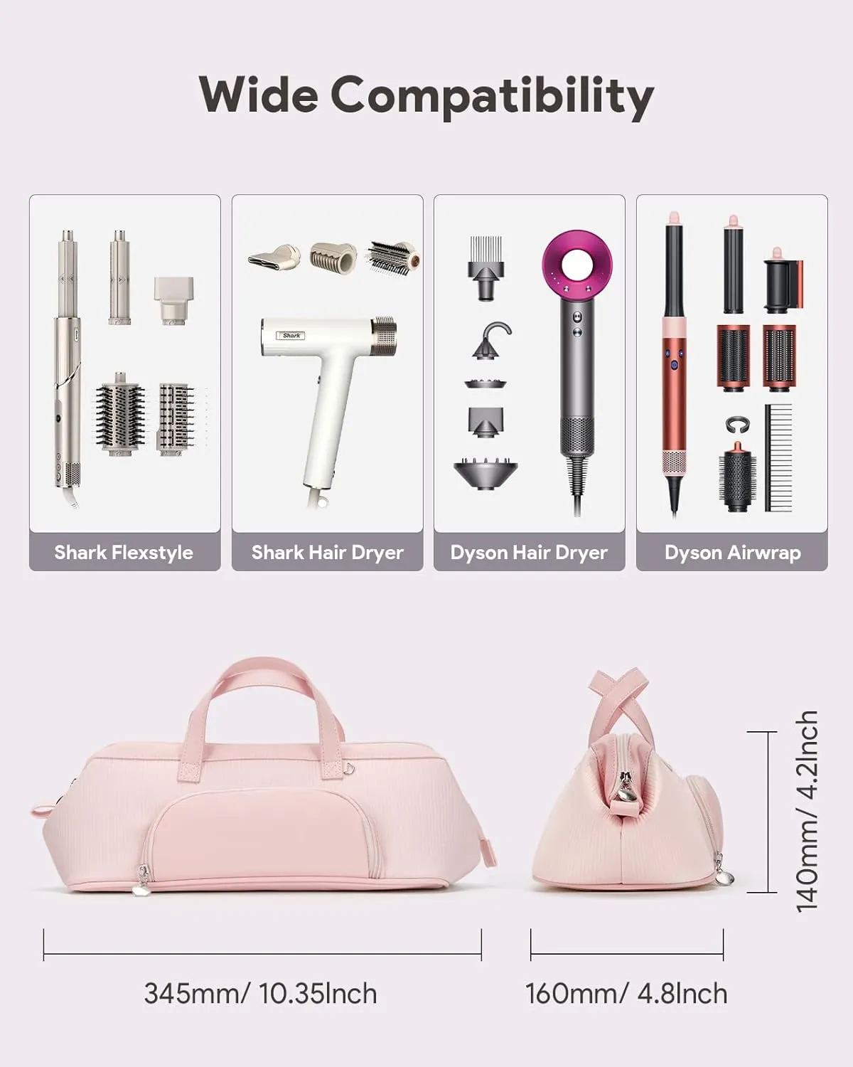 Hair Tools Travel Case Bag for Shark HD430 FlexStyle/Dyson Airwrap/Dyson Supersonic Hair Dryer, Portable Travel Storage Organizer for Hair Attachments Waterproof
