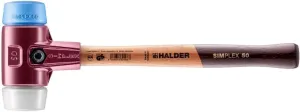 Halder Simplex Soft-Faced Mallet, TPE-Soft Insert, Medium-Hard Superplastic Insert, Cast Iron Housing with Handle Protection Sleeve, Varnished Wooden Handle, 50mm, 2.3 lbs.