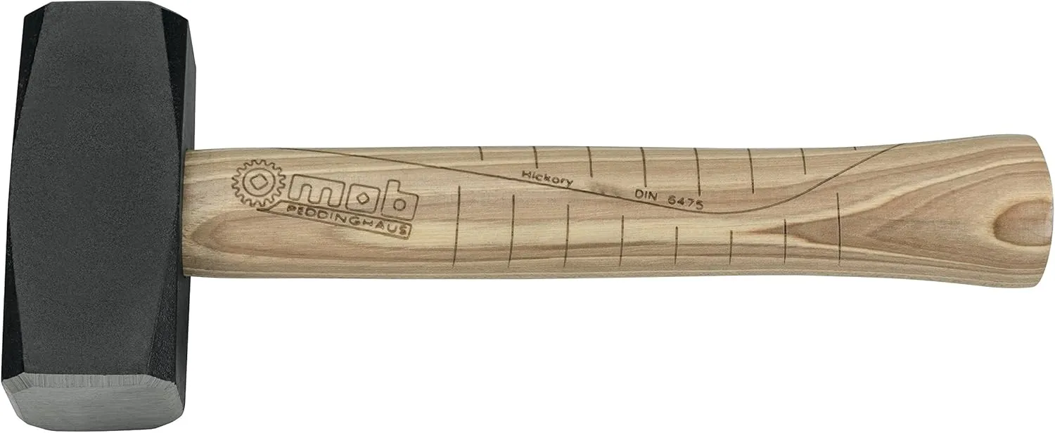 Hammer 1500 g - with hickory handle, forged according to DIN 6475, steel C 45 / DIN 17200, carefully hardened and tempered