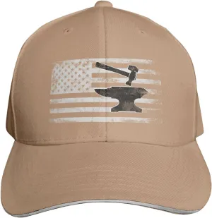 Hammer Anvil USA Flag Adjustable Natural Baseball Cap - Lightweight, Breathable Dad Hat for Men & Women19