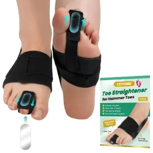 Hammer Toe Corrector for Women & Men - Adjustable Toe Straightener for Curled Toes, Broken Support, Bunion Pain Relief - Includes 1 Compression Wrap, 1 Toe Splint & 1 Heel Strap