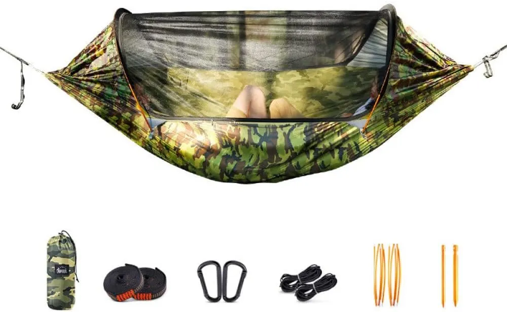 Hammocks 270x140cm Portable Hammock with Net Single Or Double Camping Hammock Mosquito Net Outdoor Hiking Backpacking Backyard Beach Outdoor Hammock