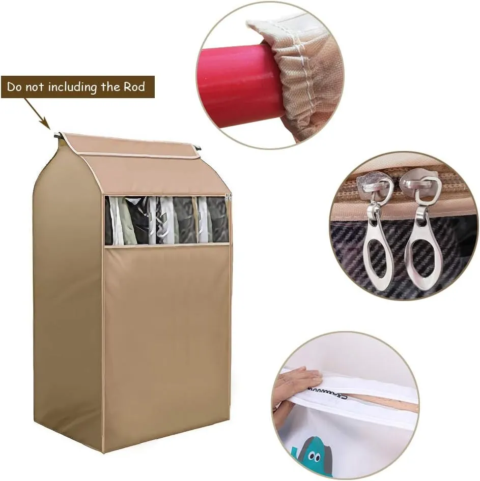Hanging Garment Storage Bag Clothes Dustproof Cover With Clear Window In Wardrobe/Moisture, Dust Resistant Protector Cover With Zipper (Not Including Frames)