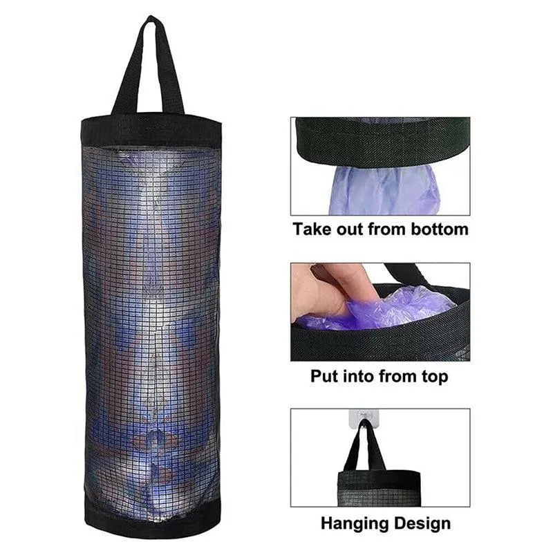 Hanging Holder Tash Mesh Storage Organizer Garbage Bags Plastic Bag Dispenser Au