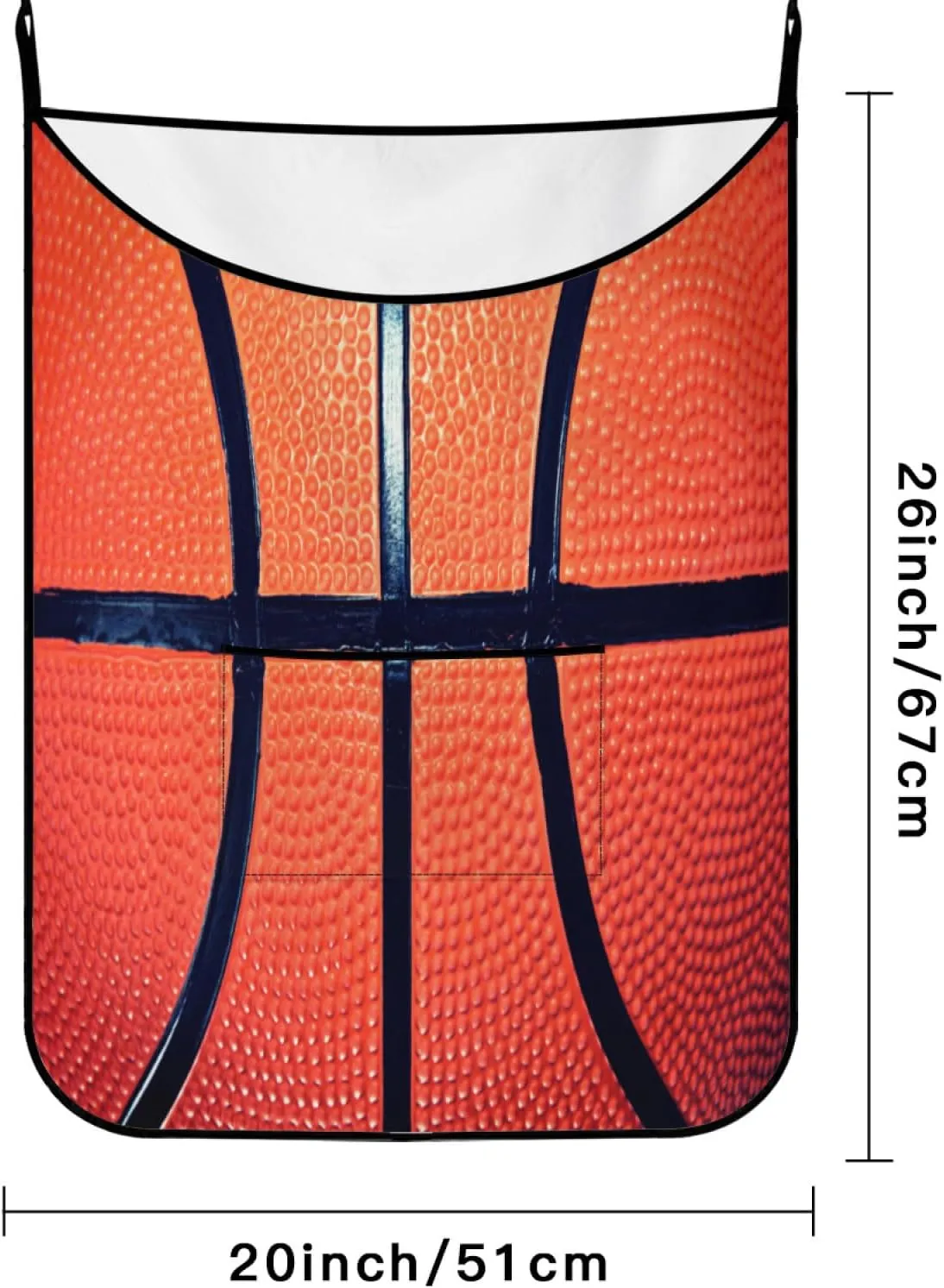 Hanging Laundry Bag Basketball with Over Door Hooks Durable Space Saving Laundry Bag Wide Open Top