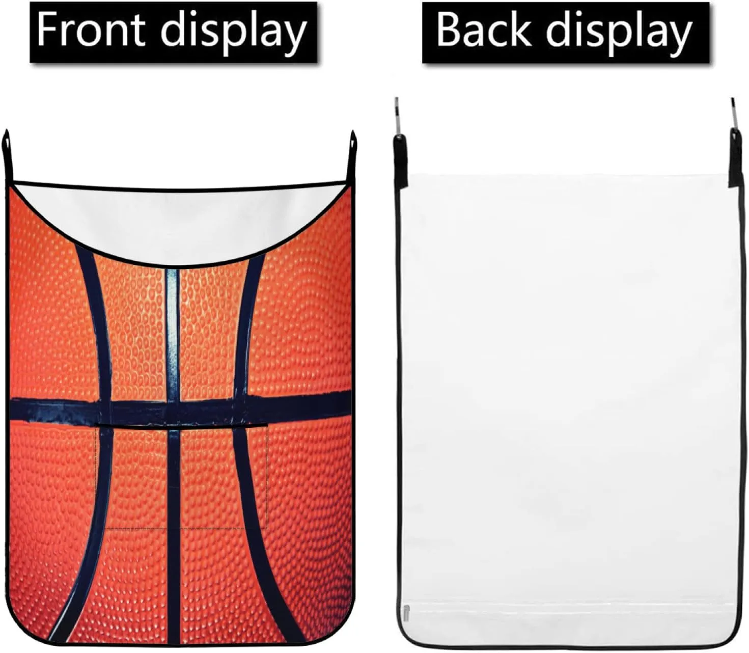 Hanging Laundry Bag Basketball with Over Door Hooks Durable Space Saving Laundry Bag Wide Open Top