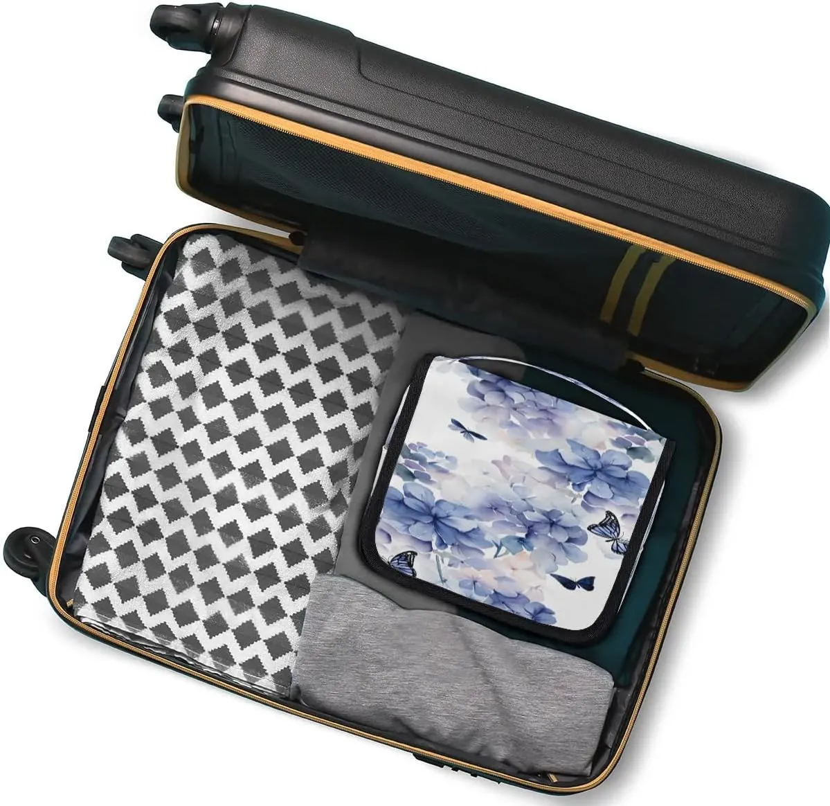 Hanging Travel Toiletry Bag Bloom Hydrangea Flowers Toiletry Bags with Hanging Hook Portable Cosmetic Bag Makeup Organizer for Travel Business Trip