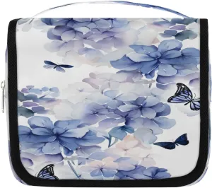 Hanging Travel Toiletry Bag Bloom Hydrangea Flowers Toiletry Bags with Hanging Hook Portable Cosmetic Bag Makeup Organizer for Travel Business Trip