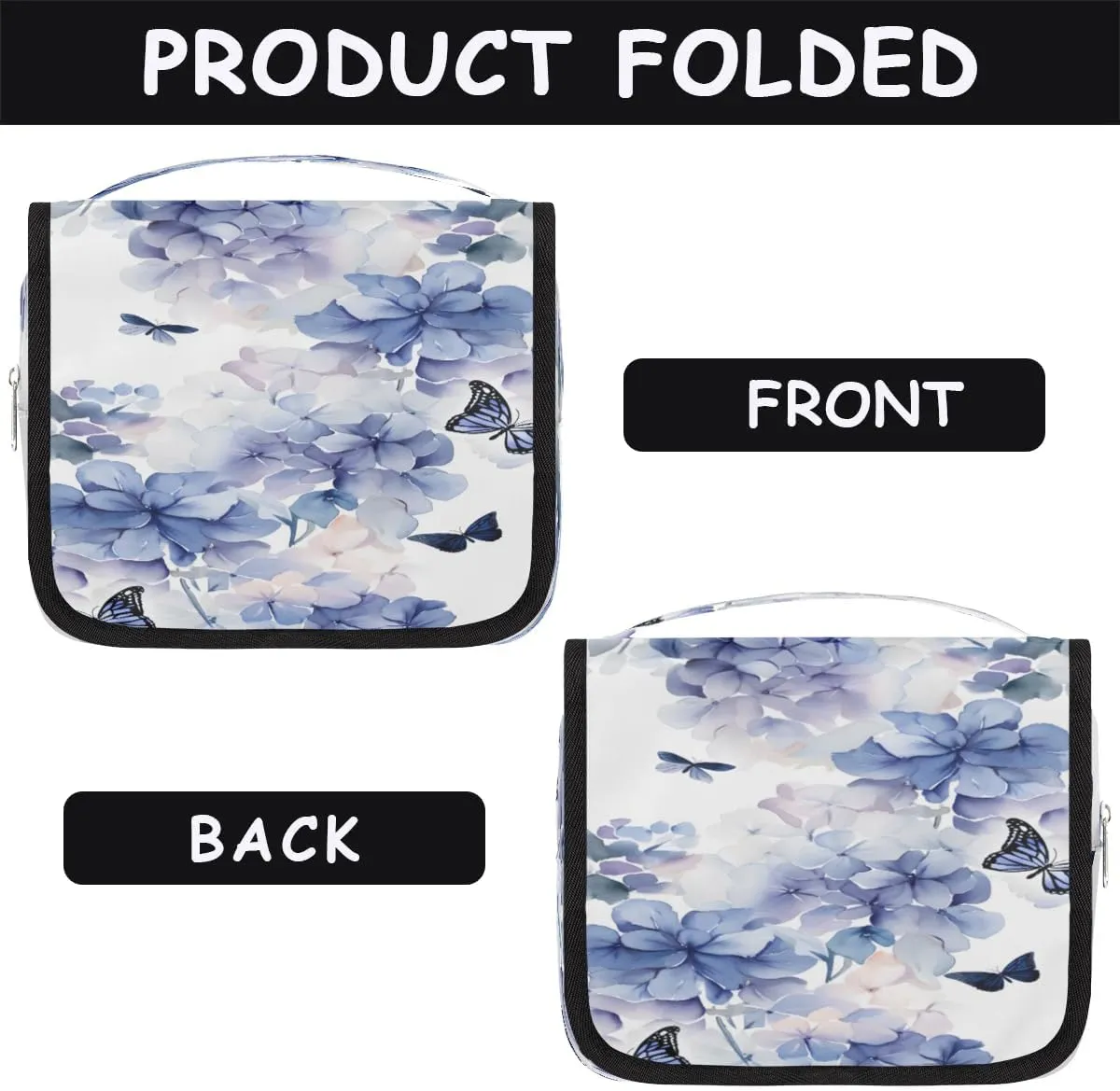 Hanging Travel Toiletry Bag Bloom Hydrangea Flowers Toiletry Bags with Hanging Hook Portable Cosmetic Bag Makeup Organizer for Travel Business Trip