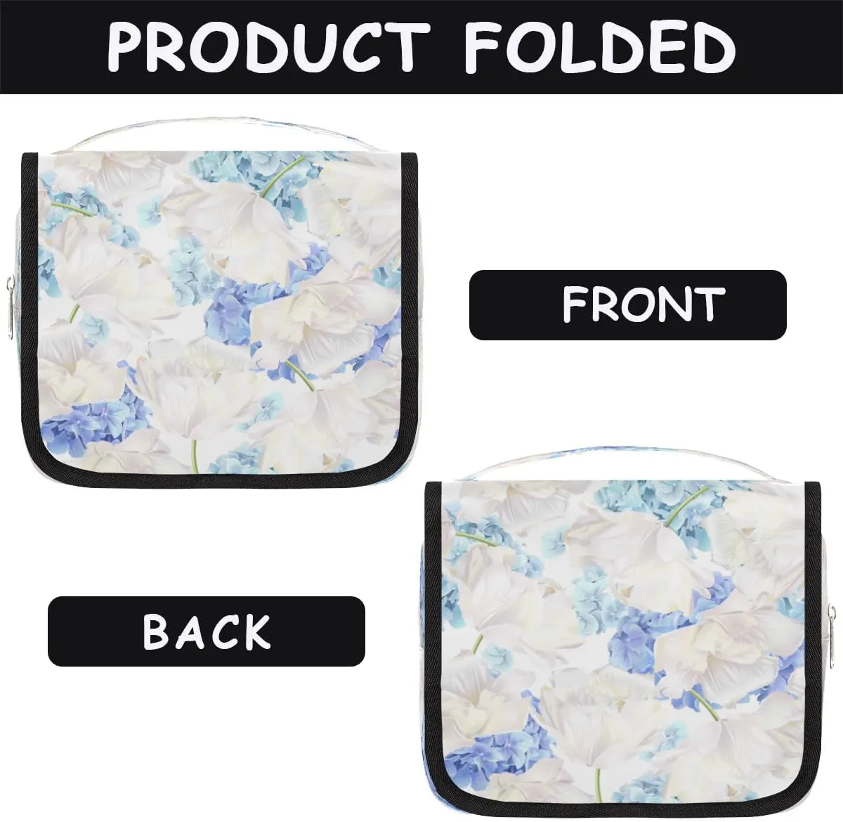 Hanging Travel Toiletry Bag Hydrangea Floral Flowers Toiletry Bags with Hanging Hook Portable Cosmetic Bag Makeup Organizer for Travel Business Trip