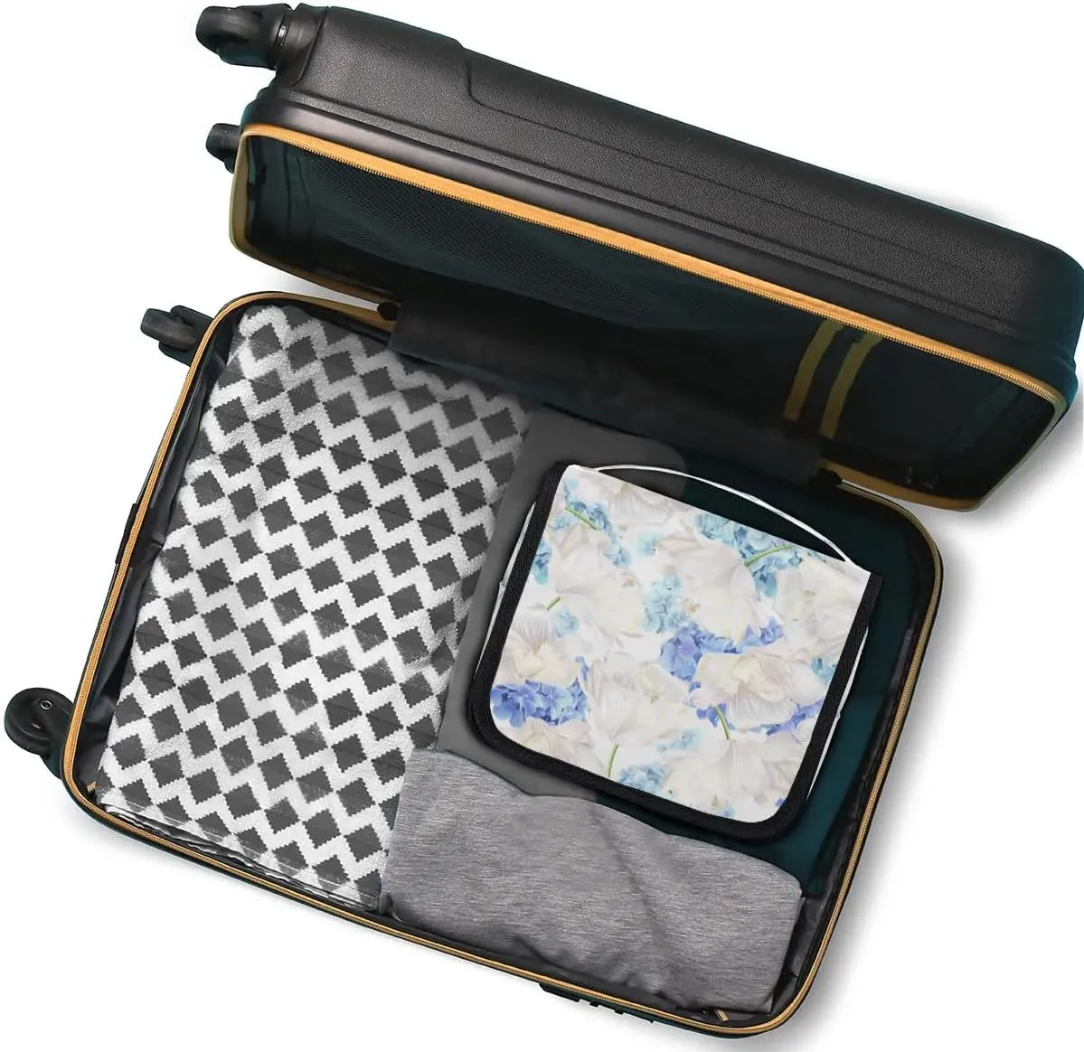 Hanging Travel Toiletry Bag Hydrangea Floral Flowers Toiletry Bags with Hanging Hook Portable Cosmetic Bag Makeup Organizer for Travel Business Trip