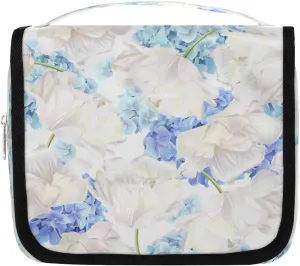 Hanging Travel Toiletry Bag Hydrangea Floral Flowers Toiletry Bags with Hanging Hook Portable Cosmetic Bag Makeup Organizer for Travel Business Trip