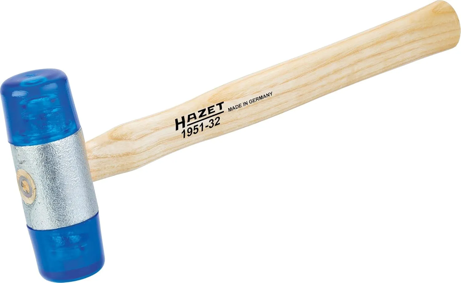 HAZET plastic soft-face mallet 1951-32 I low-rebound I impact-resistant cellulose acetate hammer heads I hammer head mm 1.26inches/32 mm I robust style made of ash