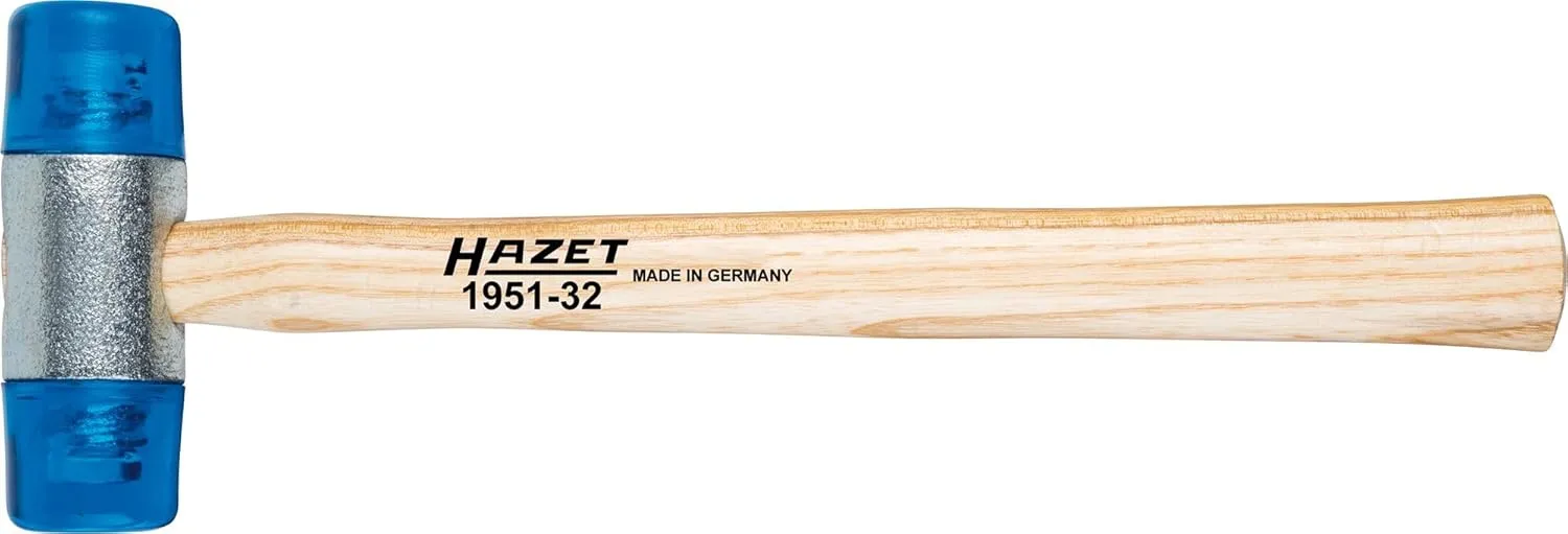 HAZET plastic soft-face mallet 1951-32 I low-rebound I impact-resistant cellulose acetate hammer heads I hammer head mm 1.26inches/32 mm I robust style made of ash