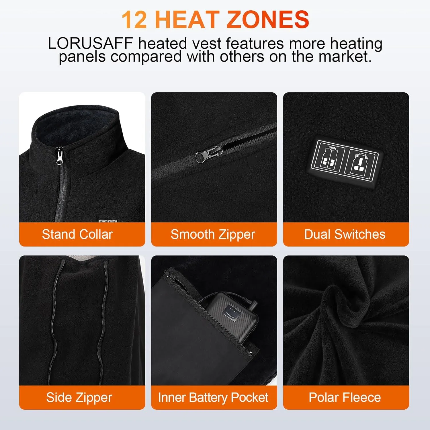 Heated Vest for Men with Battery Pack Included, Polar Fleece Lightweight Warming Electric Mens Heating Vest jacket
