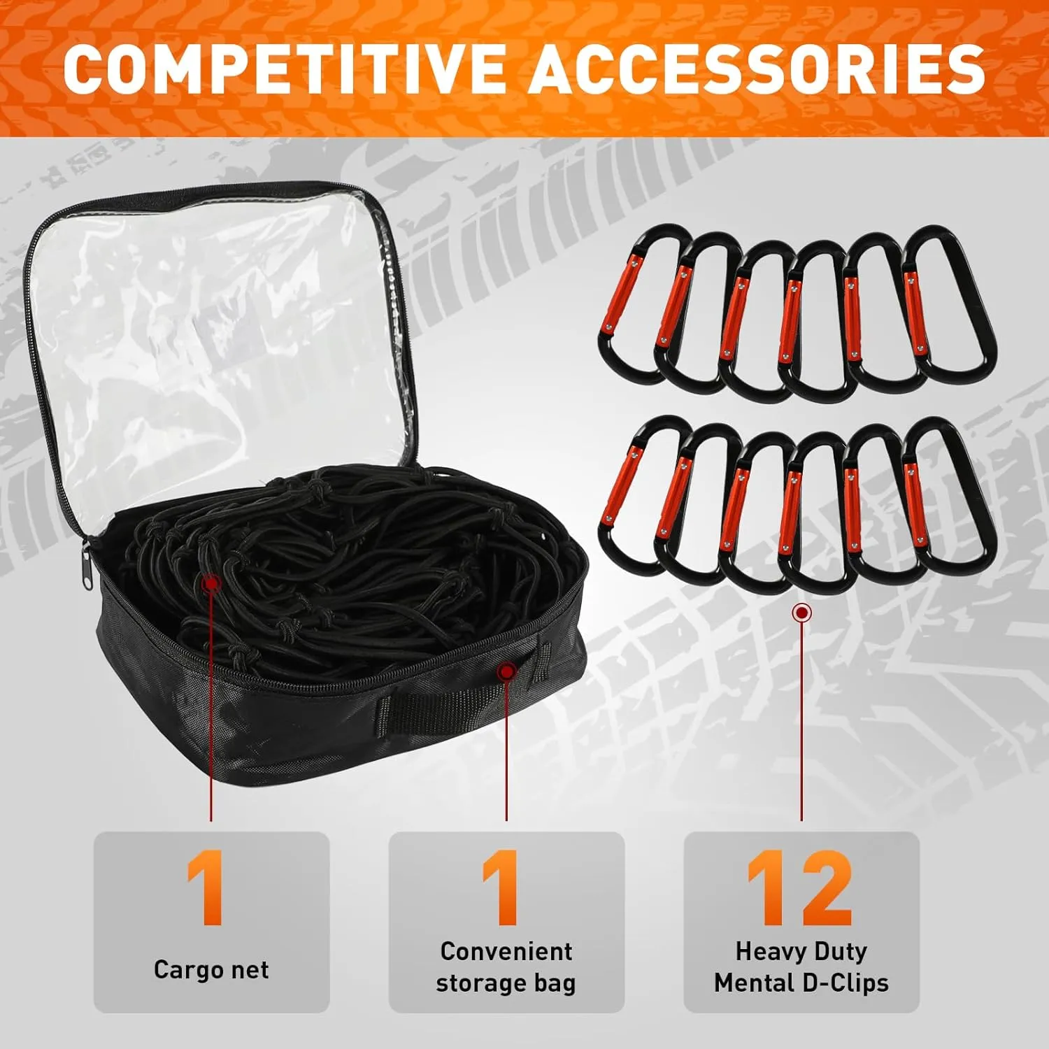 Heavy Duty Cargo Net for Pickup Truck Bed - 5' x 7' Stretches to 15' x 21' - Sturdy Latex Bungee Net Mesh - with 12 Metal Carabiners - Truck Bed Accessories for Dodge RAM, Ford, Chevy, Toyota