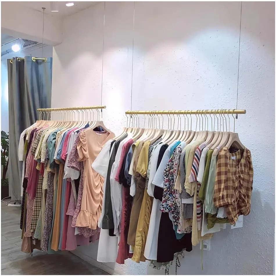 Heavy-Duty Clothes Rail for Suspended Ceilings, Height Adjustable Garment Storage Rod, Ceiling Mounted Metal Garment Display Rack, for Bridal Shops Boutique Clothes Store Bedrooms(80cm)