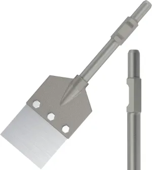 Heavy-Duty Floor Scraper System Chisel - Commercial Thinset, Mortar, and Adhesive Removal - Compatible with Demolition Hammer Carts, Round Top Notch Shank, Ideal for Flooring Projects