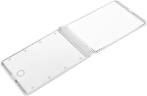 Hemoton Handheld Led Makeup Mirror Compact Foldable White with Two-Sided Mirror Led Lights for Ladies