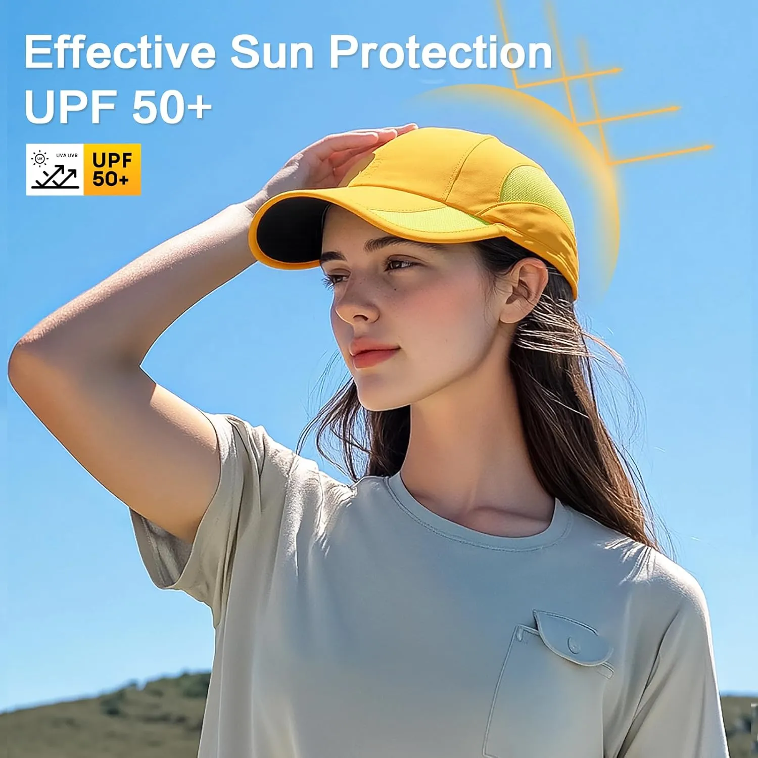 HH HOFNEN Quick Dry Baseball Cap Unstructured Running Cap Water-Resistant UPF 50  Mesh Golf Sun Hats for Men Women