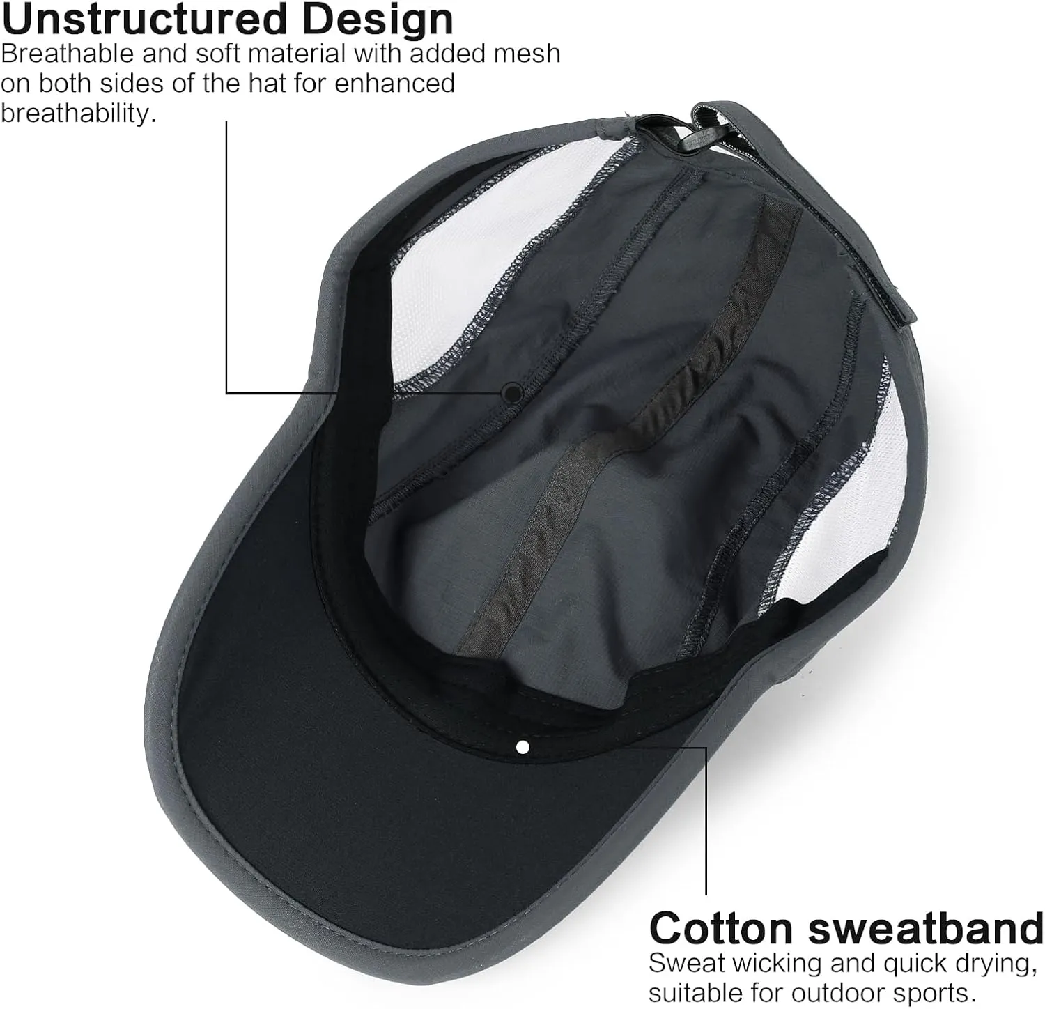 HH HOFNEN Quick Dry Baseball Cap Unstructured Running Cap Water-Resistant UPF 50  Mesh Golf Sun Hats for Men Women