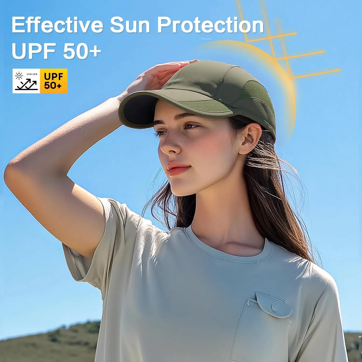 HH HOFNEN Quick Dry Baseball Cap Unstructured Running Cap Water-Resistant UPF 50  Mesh Golf Sun Hats for Men Women