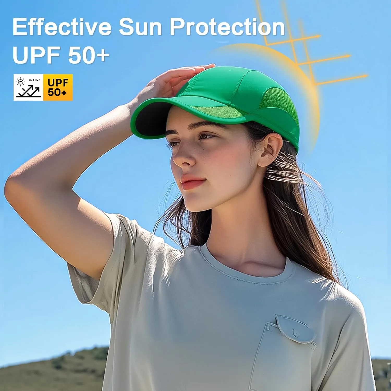HH HOFNEN Quick Dry Baseball Cap Unstructured Running Cap Water-Resistant UPF 50  Mesh Golf Sun Hats for Men Women