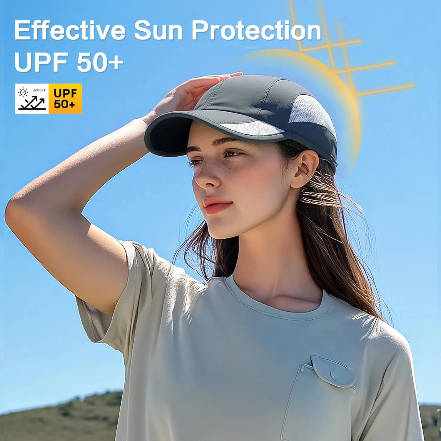 HH HOFNEN Quick Dry Baseball Cap Unstructured Running Cap Water-Resistant UPF 50  Mesh Golf Sun Hats for Men Women