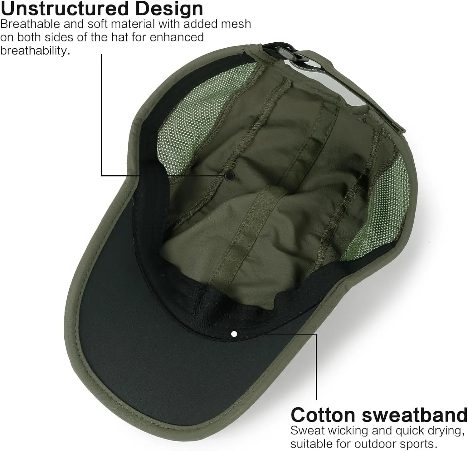 HH HOFNEN Quick Dry Baseball Cap Unstructured Running Cap Water-Resistant UPF 50  Mesh Golf Sun Hats for Men Women